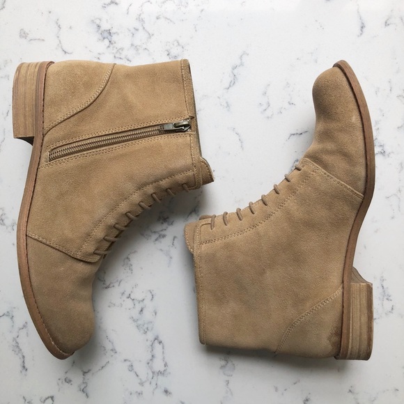 Splendid Shoes - Splendid Suede Tan Beige Lace Up Boots